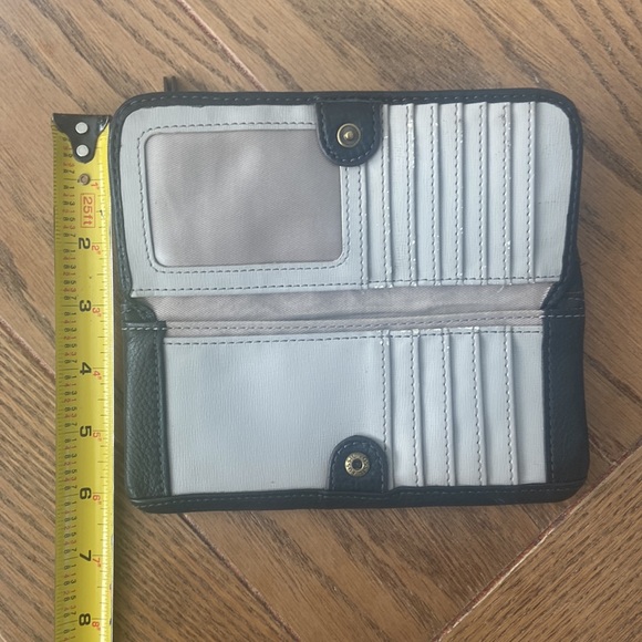 Fossil Preston Flap Clutch Leather Wallet Chevron Patchwork - Picture 5 of 8